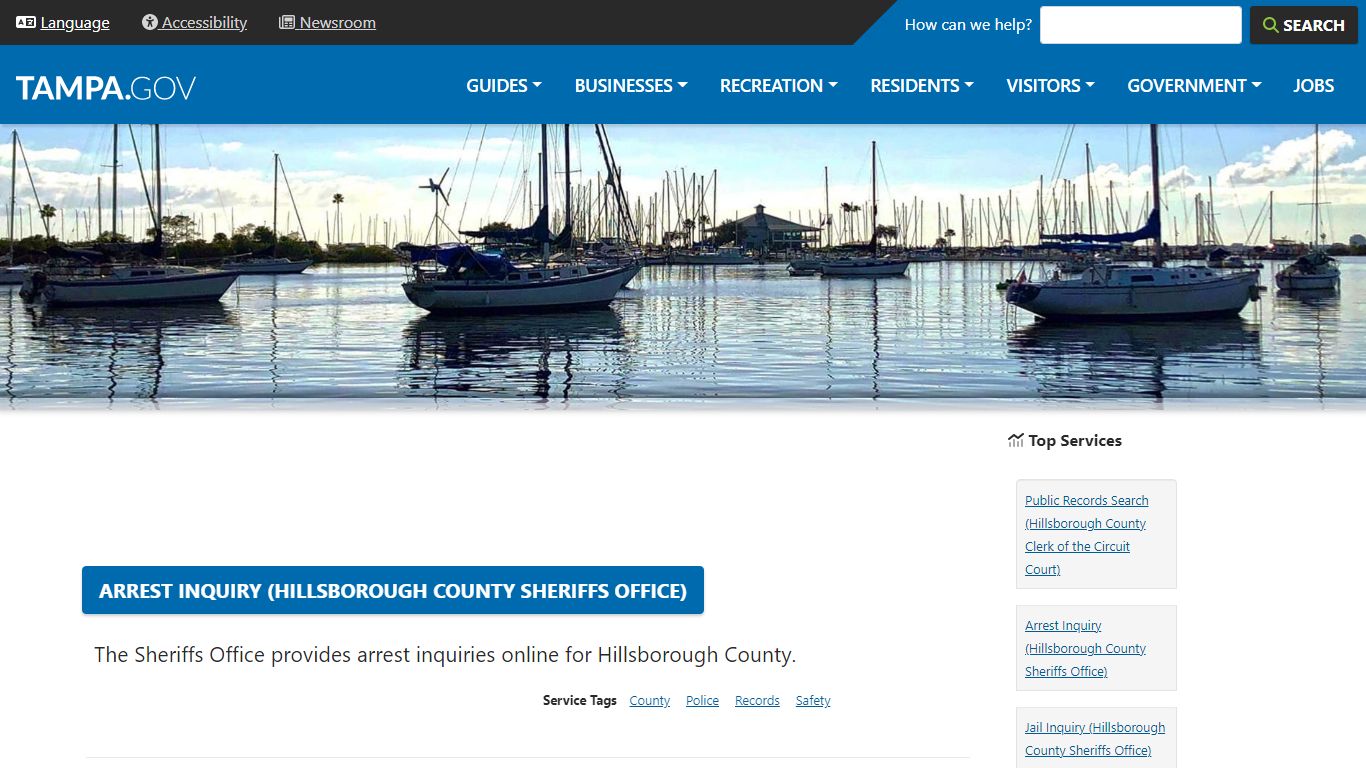 Arrest Inquiry (Hillsborough County Sheriffs Office) - City of Tampa